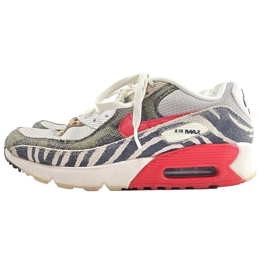 NIKE AIR MAX 90 USED SIZE 6.5Y TUNNEL WALK LIGHT IRON ORE RED BLACK DZ4839-001 - Picture 2 of 9